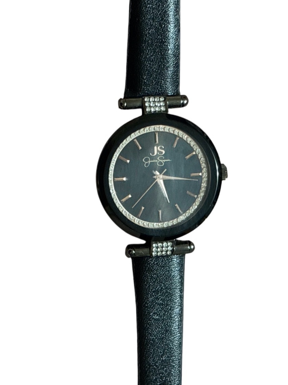 Jessica Simpson Black Crystal Accent Women's Watch